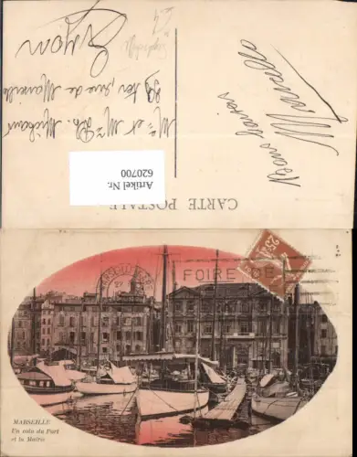 620700,Marseille Un coin du Port et la Mairie Hafen Segelboote Boote Segelschiffe France