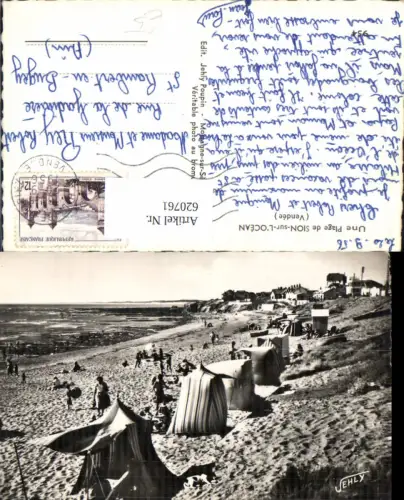 620761,Foto Ak Une Plage de Sion-sur-L Ocean Vendee Strand Strandleben France