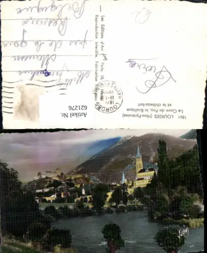 621276,Foto Ak Lourdes Hautes-Pyrenees Le Gave de Pau la Basilique et le chateau-fort France