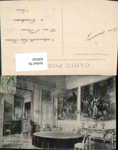 628183,Compiegne Chateau Salle du Conseil Schloss Interieur Luster France