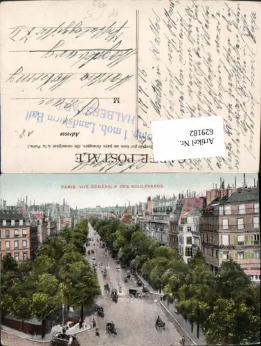 629182,Paris Vue Generale des Boulevards France Feldpost 1 Komp. 1 mob. Landsturm Batt Halberstadt