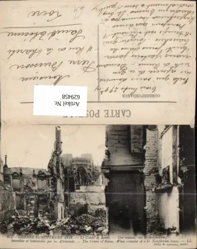 629458,Reims Le Crime de Reims Zerstörte Gebäude WW1 France