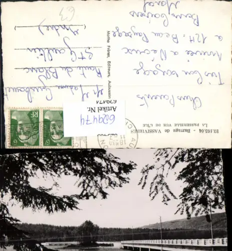 629474,Foto Ak Barrage de Vassivieres La Passerelle vue de L Ile Brücke Talsperre France