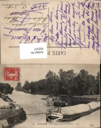 632557,Nemours Le Loing vu de la Passerelle Schiffe France