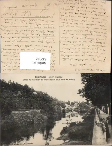 632572,Charleville Mont Olympe Canal de derivation du Vieux Moulin et le Pont de Montcy France