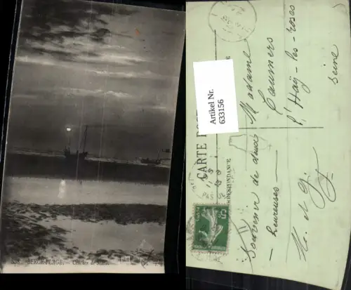 633156,Berck-Plage Coucher de Soleil Segelboot Boote Sonnenuntergang France