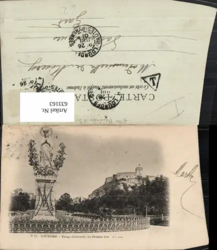 633163,Lourdes Vierge Couronnee Le Chateau fort Schloss Statue France