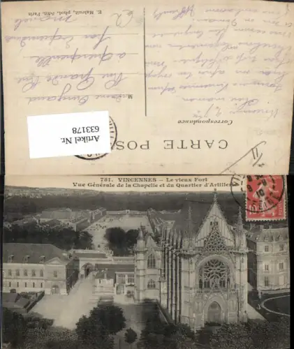 633178,Vincennes Le vieux Fort Vue Generale de la Chapelle et du Quartier d Artillerie France