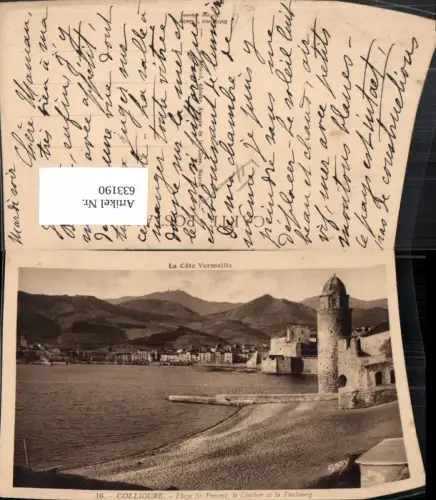 633190,La Cote Vermeille Collioure Plage St-Vincent le Clocher et le Faubourg France