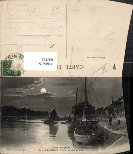 633195,Cote d Amour Le Pouliguen Le Port au clair de lune Mondschein Hafen Boote France