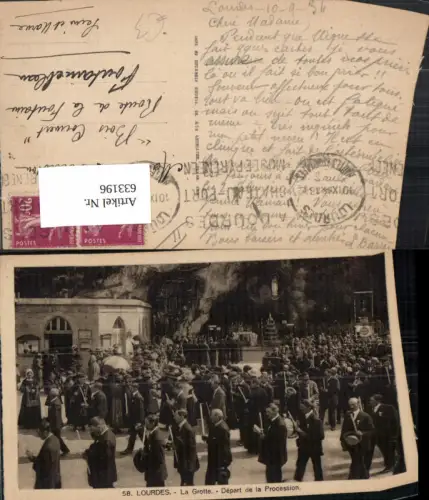 633196,Lourdes La Grotte Depart de la Procession Religion France