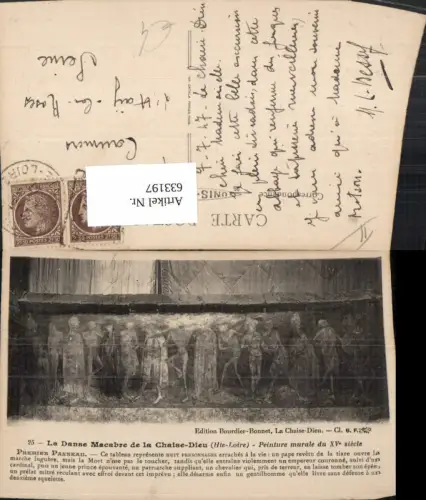 633197,La Danse Macabre de la Chaise-Dieu Haute-Loire Peinture murale du XV siecle France