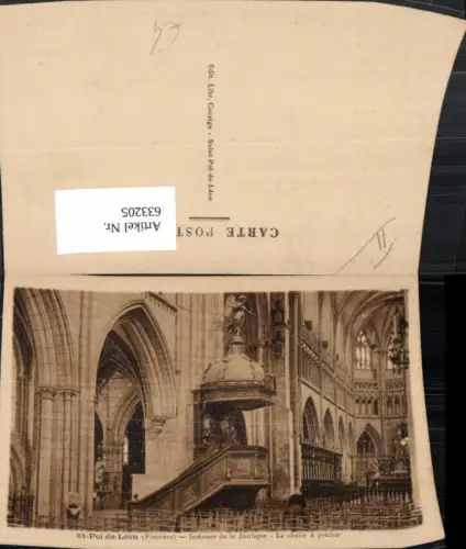 633205,St-Pol-de-Leon Finistere Interieur de la Basilique La chaire a precher France