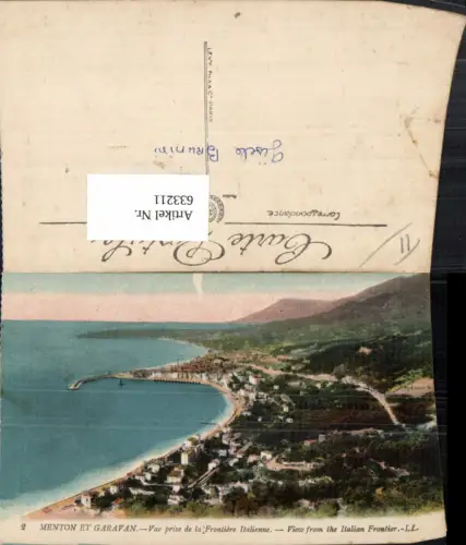 633211,Menton et Garavan Vue prise de la Frontiere Italienne Grenze France