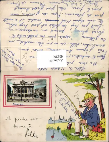 633360,Künstler Ak m. Echten Foto Lille Opera Oper Fischen Pfeife Rauchen France