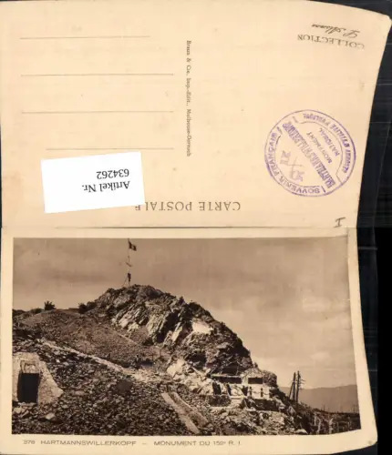 634262,Hartmannswillerkopf Monument du 152 R. I. Kreuz France