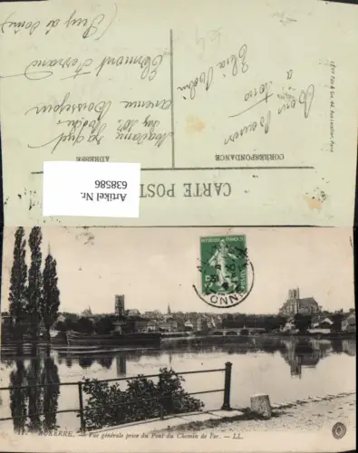 638586,Auxerre Vue generale prise du Pont du Chemin de Fer France