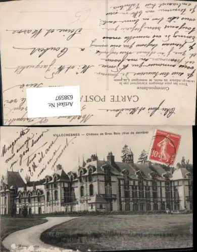 638597,Villecresnes Chateau de Gros Bois Vue de derriere France
