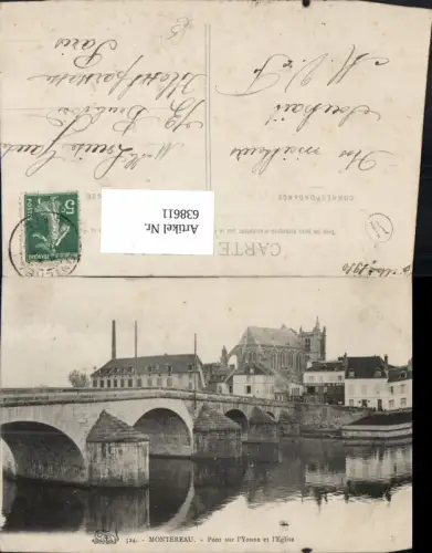 638611,Montereau Pont sur l Yonne et l Eglise Brücke Kirche France