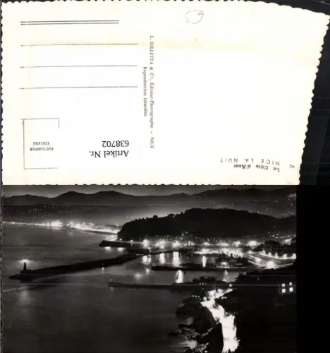 638702,Foto Ak La Cote d Azur Nice Nizza la Nuit b. Nacht France