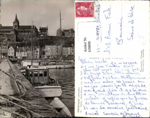 639898,Foto Ak Granville Manche Eglise Notre-Dame vue du Port Hafen Schiffe France