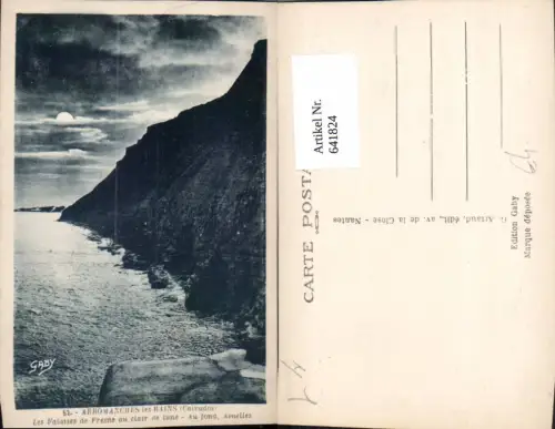 641824,Arromanches-les-Bains Calvados Les Falaises de Fresne au clair de lune Au fond France