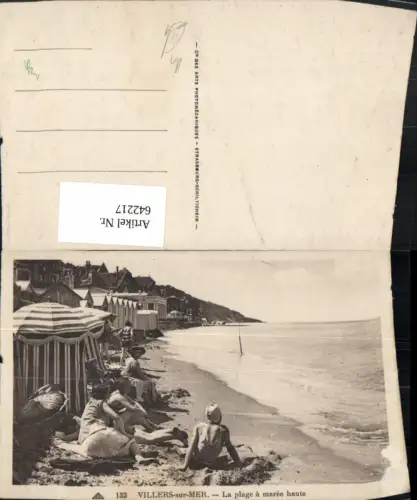 642217,Villers-sur-Mer La Plage a maree haute Strand Strandleben France