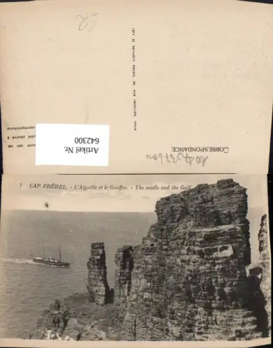642300,Cap Frehel L Aiguille et le Gouffre Segelschiff Schiff Dampfer France