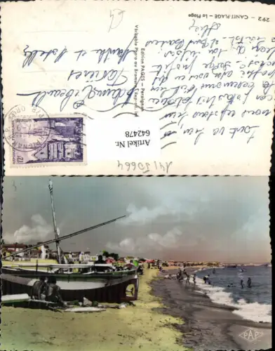 642478,Foto Ak Canet-Plage La Plage Strand Boot Strandleben France