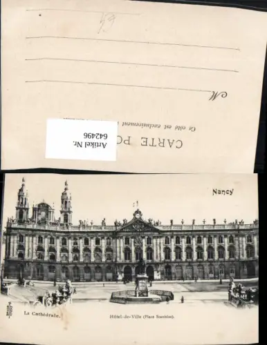 642496,Nancy La Chatedrale Hotel de Ville Place Stanislas France