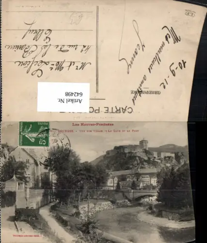 642498,Les Hautes-Pyrenees Lourdes Vue des Villas Le Gave et le Fort France