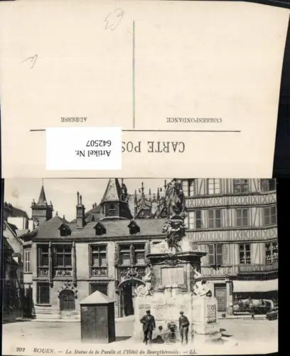 642507,Rouen La Statue de la Pucelle et l Hotel du Bourgtheroulde France