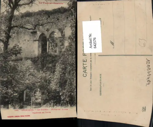 642576,Bruniquel Le Chateau Partie en Ruines Fenetres en Ogive France