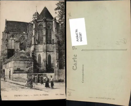 642587,Essomes Aisne Abside de l Eglise Kirche Fahrrad France