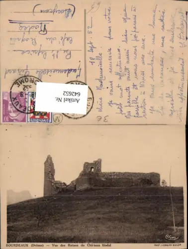 642652,Bordeaux Drome Vue des Ruines du Chateau feodal Schloss Ruine France