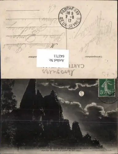 642711,Bressuire Le Chateau La Tour du Tresor Mond Mondschein France