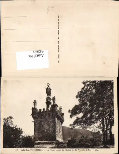 642887,Ax-les-Thermes La Tour avec la Statue de la Vierge d Ax France