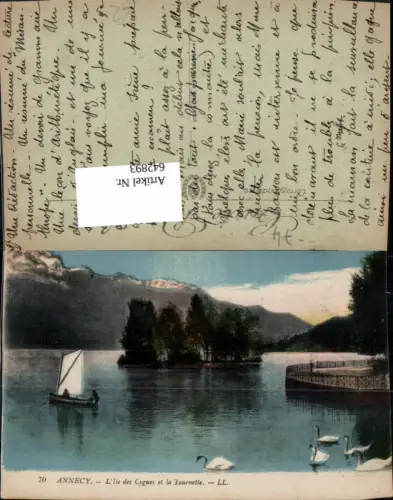 642893,Annecy L Ile des Cygnes et la Tournette Segelboot Schwan France