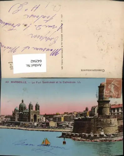 642942,Marseille Le Fort Saint-Jean et la Cathedrale Segelboot France