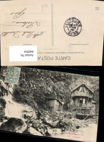 642954,Les Pyrenees Luchon Chalets et la Cascade de Sourrouille Wasserfall France