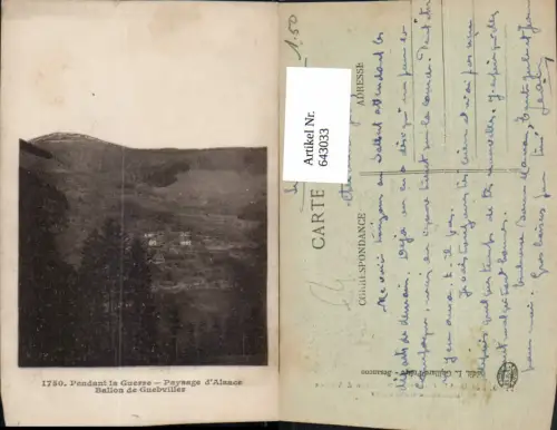 643033,Pendant la Guerre Paysage d Alsace Ballon de Guebviller France