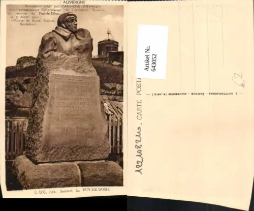 643052,Auvergne Monument erige par l Aero-Club d Auvergne Puy-de-Dome Renaux Aviateur France