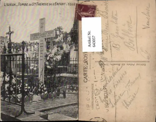 643057,Lisieux Tombe de Ste-Therese del Enfant Jesus Grab Kreuz France