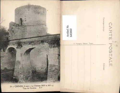 643060,Chinon Le Chateau Tour du Coudray Turm Schloss France