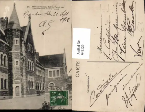 643129,Nantes Chateau Dobree Facade sud Schloss France