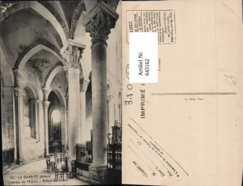 643162,La Charite Nievre Interieur de l Eglise Piliers du Choeur Kirche France