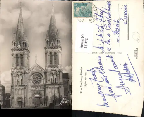643172,Foto Ak Cherbourg Manche L Eglise du Voeu Kirche France