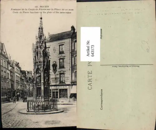 643173,Rouen Fontaine de la Croix de Pierre sur la Place de ce nom Brunnen France
