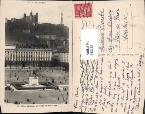 643213,Lyon Place Bellecour et coteau de Fourviere France