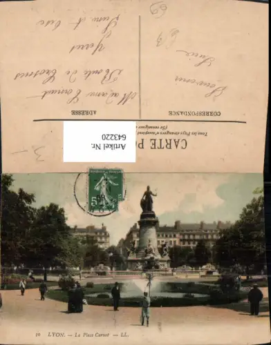 643220,Lyon La Place Carnot Brunnen Statue France